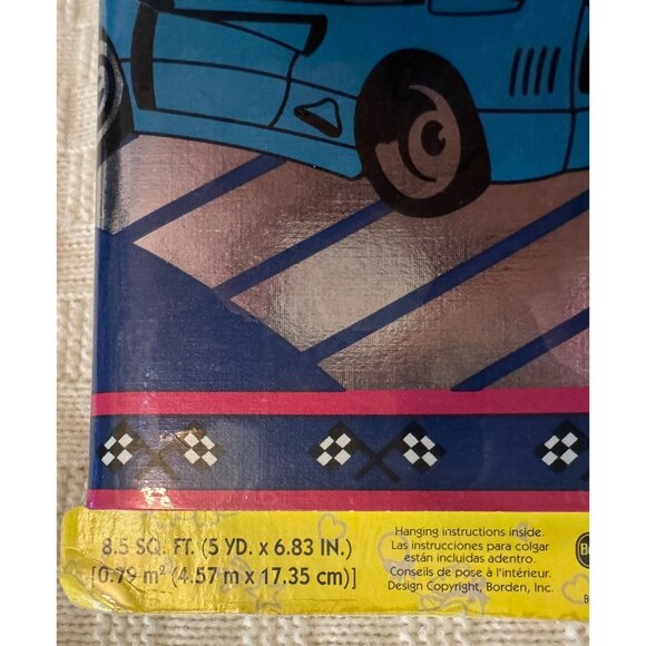 2 Rolls VTG Borden Pre pasted Sports Car Border w Metallic Silver and Blue - Picture 4 of 7